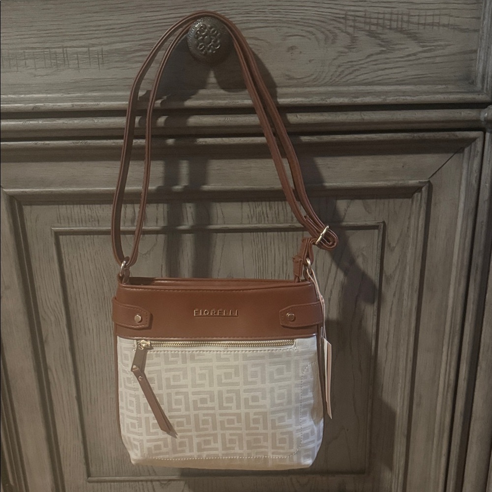 Brown and White Crossbody Bag